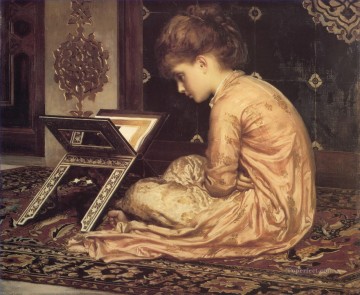  ADI Painting - Study At a Reading Desk Academicism Frederic Leighton